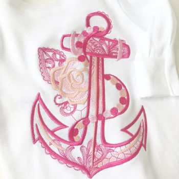 Personalised Anchor and rose  babygrow 