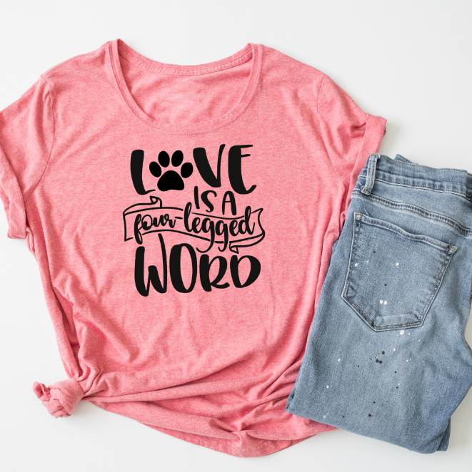 Love is a 4 legged word  Vizsla Rescue dog fundraising ADULT T shirt 