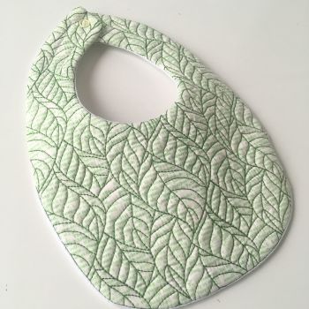 Quilted embroidered leaf design baby bib 