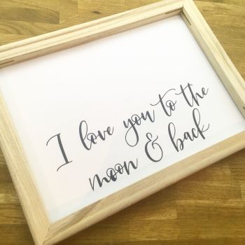 I Love you to the moon and back framed canvas wall art 