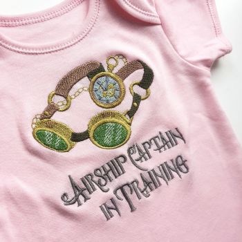 Airship capatain in training steampink baby onesie vest by Jellibabies.co.u