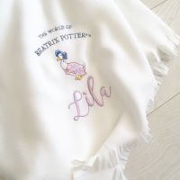 Personalised Jemima Puddleduck  fleece baby cot  blanket 