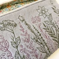Liberty print fully lined  floral embroidered clutch bag