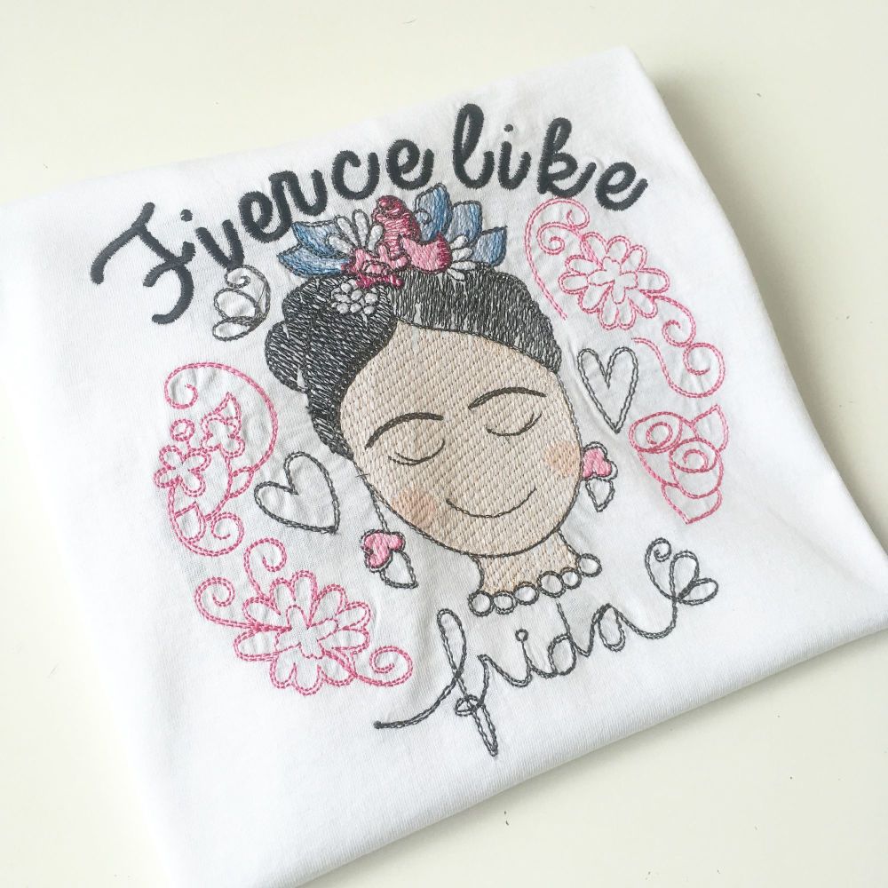 Fierce like Frida embroidered children's T shirt 