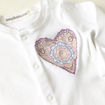 Embroidered heart babygrow 