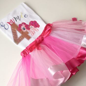 Personalised Pinkie pie pink T shirt and tutu set by Jellibabiees.co.uk