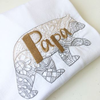 Embroidered Papa fathers day T shirt 