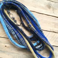 Wizarding house tone  blue infinity scarf necklace