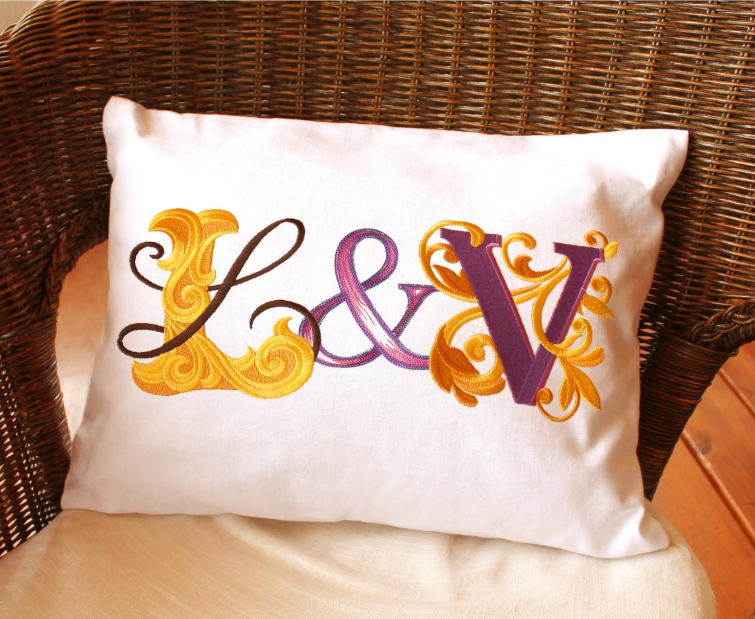 Personalised monogrammed wedding pillow
