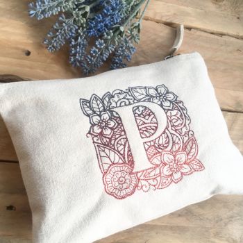  Mandala Personalised Embroidered  zip bag document pouch