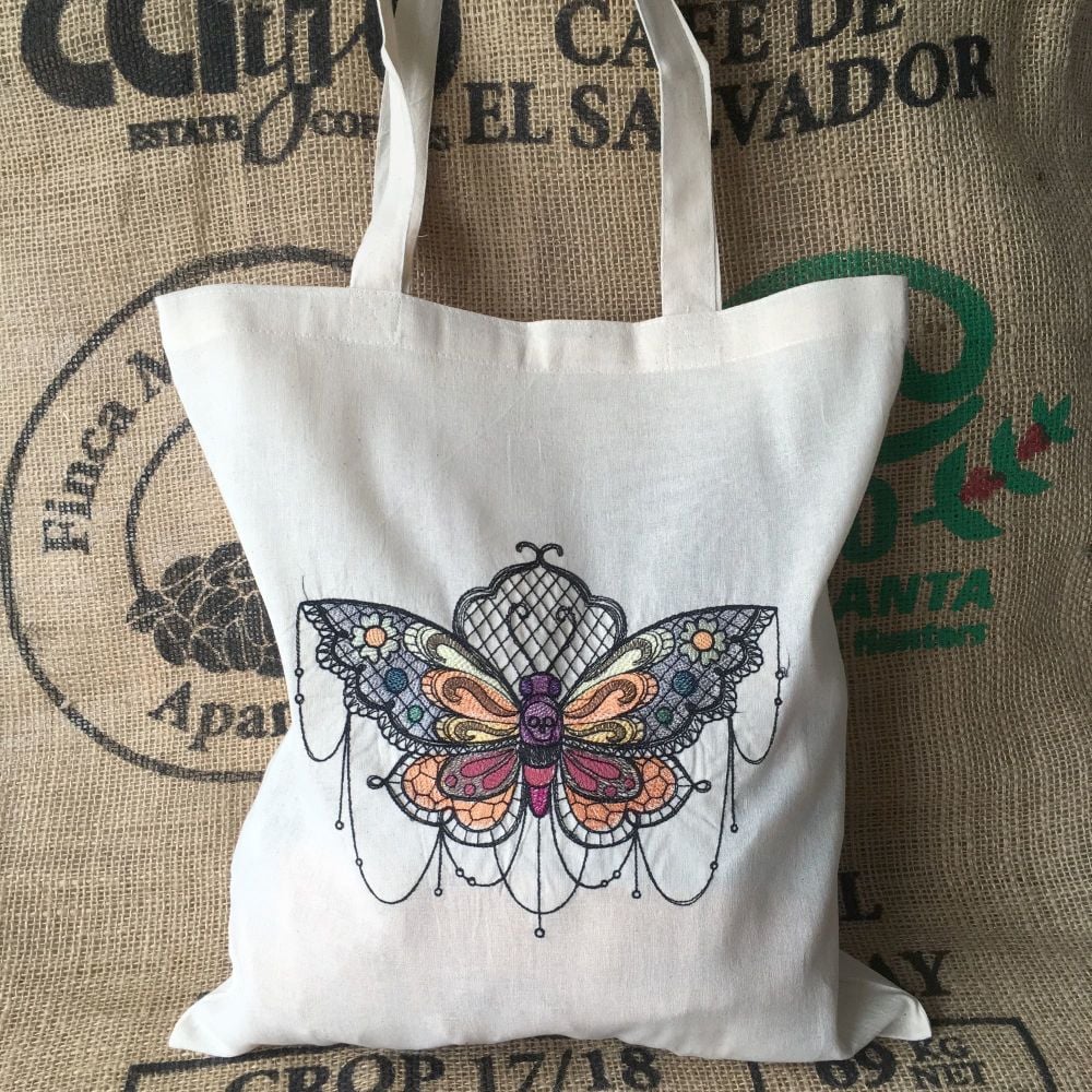 Moth design eco reusable tote shopping bag