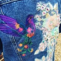 Upcycled Embroidered woodland denim jacket by Sewincarnation at Jellibabies