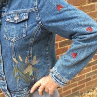 Upcycled Embroidered woodland denim jacket by Sewincarnation at Jellibabies