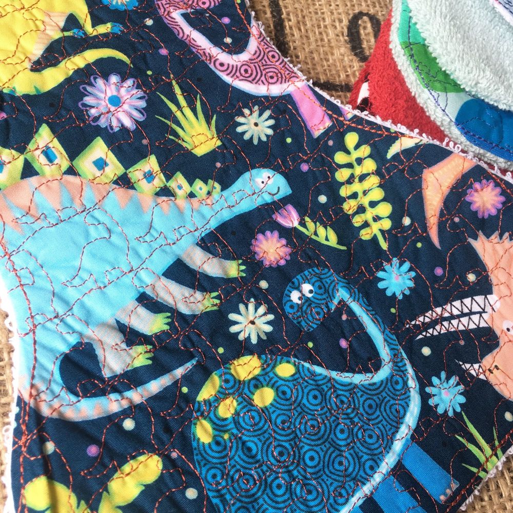 Dinosaur embroidered Baby burp cloth shoulder cloth 