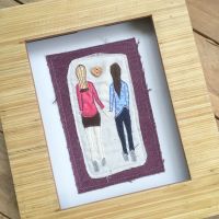 Best Friends  ready to frame embroidered  wall art 