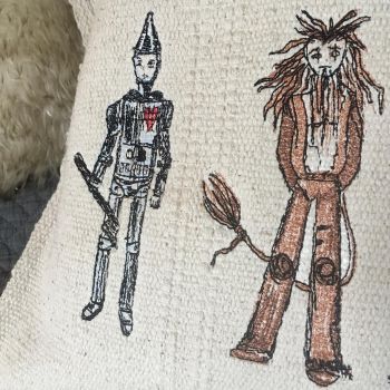 Embroidered Wizard of oz cushion custom made by Spotty Dog Handmade FORERLY