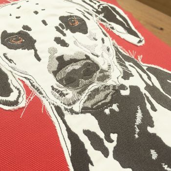 Spotty dog dalmatian embroidered and appliqued cushion by Spotty dog handma
