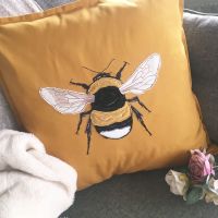 Bumble Bee  embroidered and applique cushion 