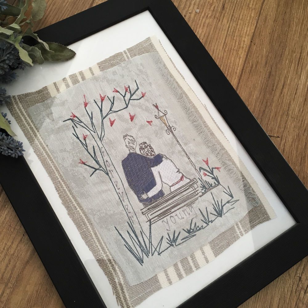 Forever young Mum and Dad ready to frame embroidered  wall art 