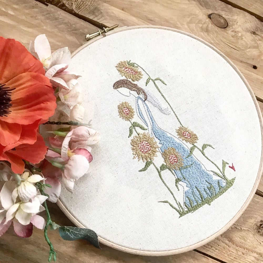 Embroidered  sunflower angel wall art