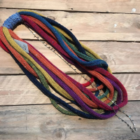 Jewel colour tone infinity scarf necklace