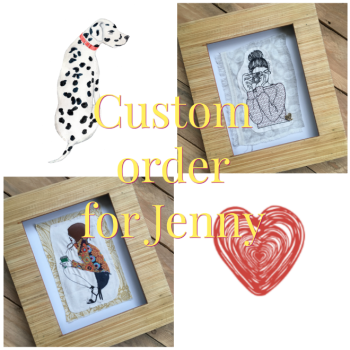 Custom order  ready to frame embroidered  wall art for Jenny