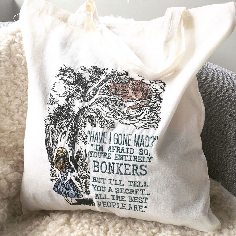 Alice in Wonderland cotton tote bag eco shopper