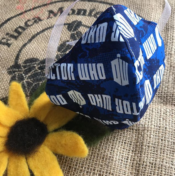 Dr Who  print fabric Face mask with filter pocket