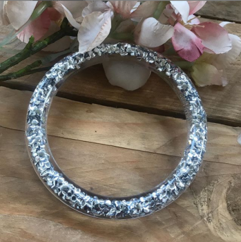 Silver glitter resin bracelet made by Spotty Dog Handmade UK