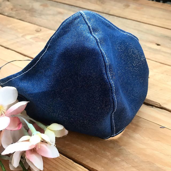 Midnight blue glitter 100% cotton face mask with filter pocket
