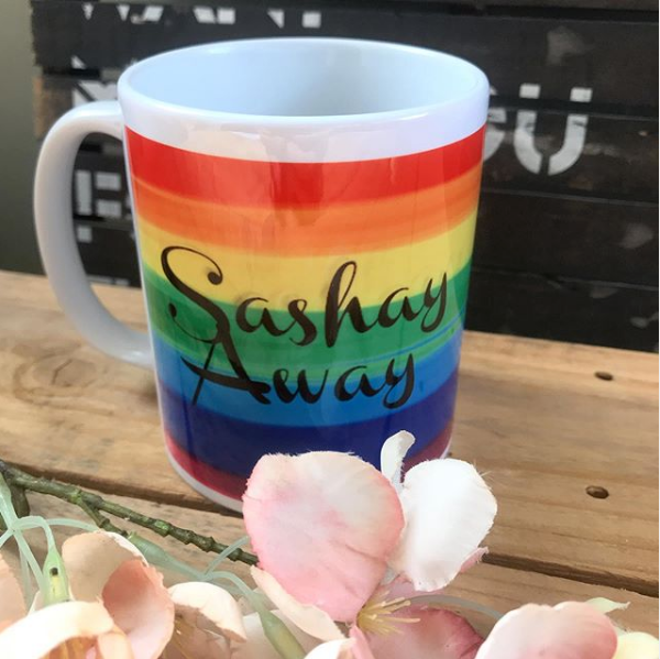 Sashay Away rainbow mug