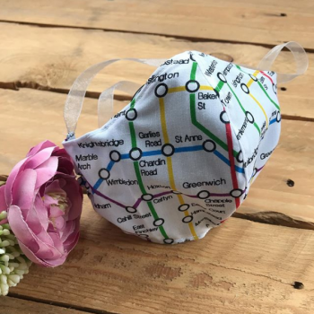 Tube map print 100% cotton face mask with filter pocket