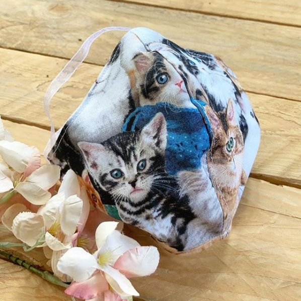 Cats cotton Face mask with filter pocket