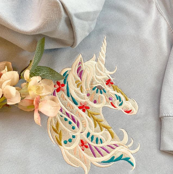 Embroidered unicorn children's hoodie