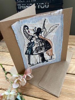 Kissing Fairies embroidered greetings card