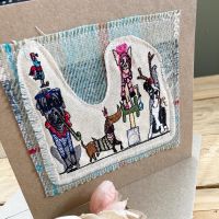 Christmas dog party embroidered greetings card 