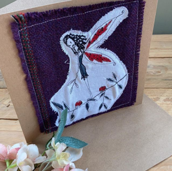  Custom made embroidered Ladybird Fairy greetings card
