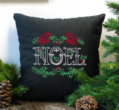 Embroidered Noel christmas  cushion 
