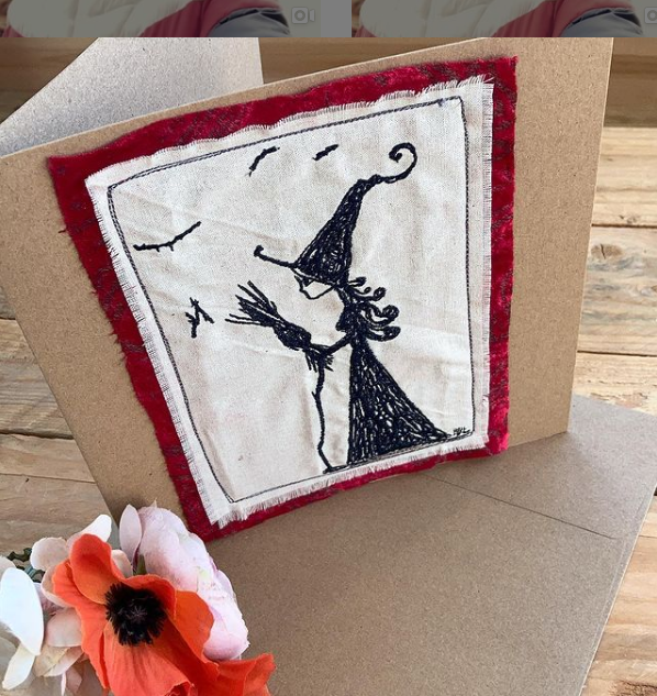 Embroidered Wicked Witch Oz greetings card 