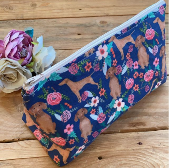 Hungarian Vizsla zip up make up bag pencil case 