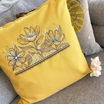Magnolia embroidered  cushion 
