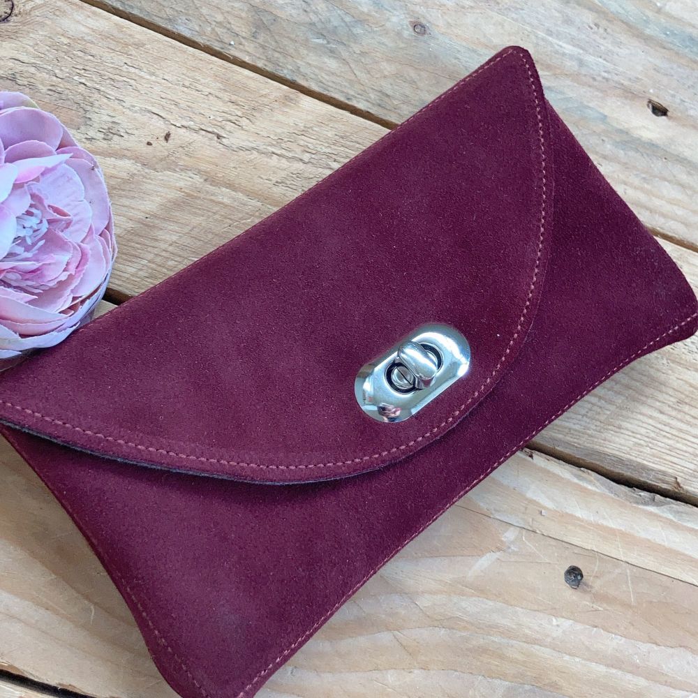 Reclaimed burgundy leather Chloe Clutch bag