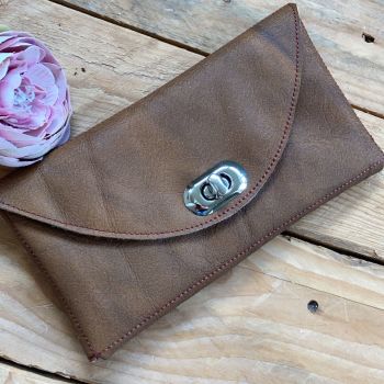 Reclaimed brown leather Chloe Clutch bag