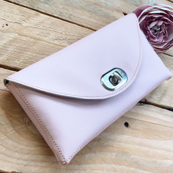 Baby pink faux leather Chloe Clutch bag