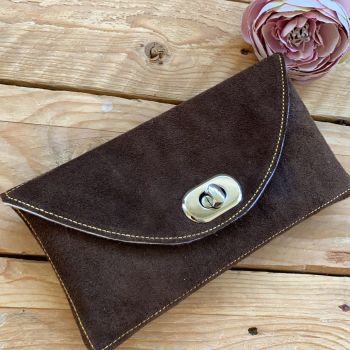 Reclaimed brown leather  suede Chloe Clutch bag