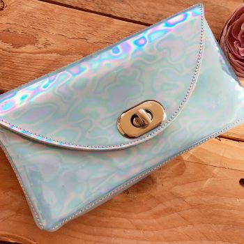 Pale blue iridescent  Chloe clutch bag 