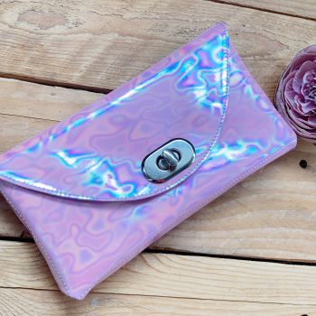 Pink iridescent vinyl Chloe clutch bag 