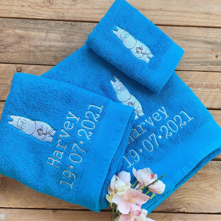 Personalised Moomin new baby towel set