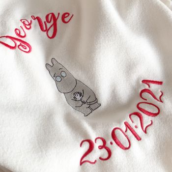 Personalised Moomin baby taggy blanket