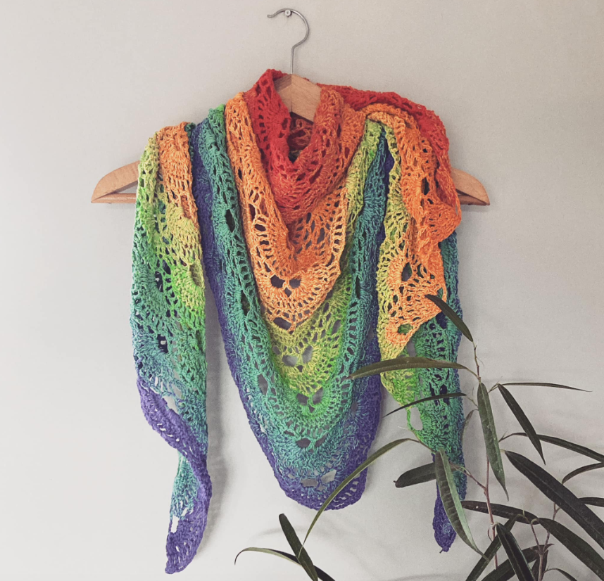 Crochet rainbow shawl scarf